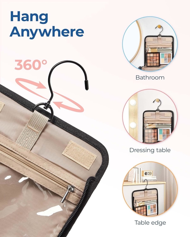 Portable Cosmetic Large Capacity Door Room Essentials Custom Travel Bag con gancio appeso