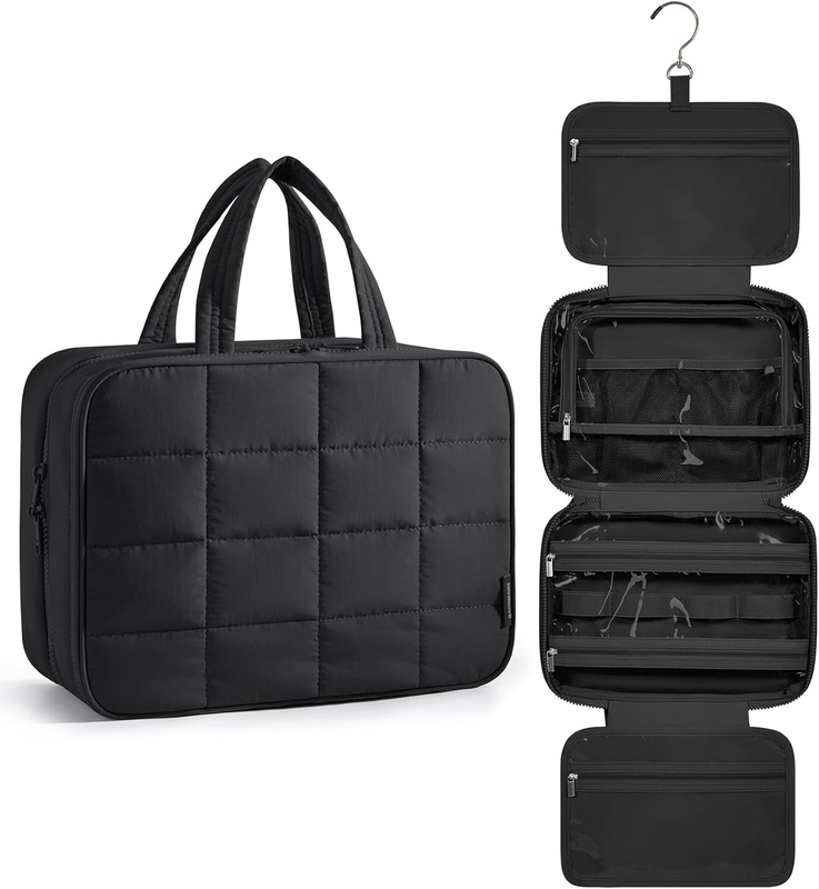Black Large Carry-on Accessori di viaggio Essentials Puffy Makeup Cosmetico Custom Travel Bag con organizzatore di gioielli