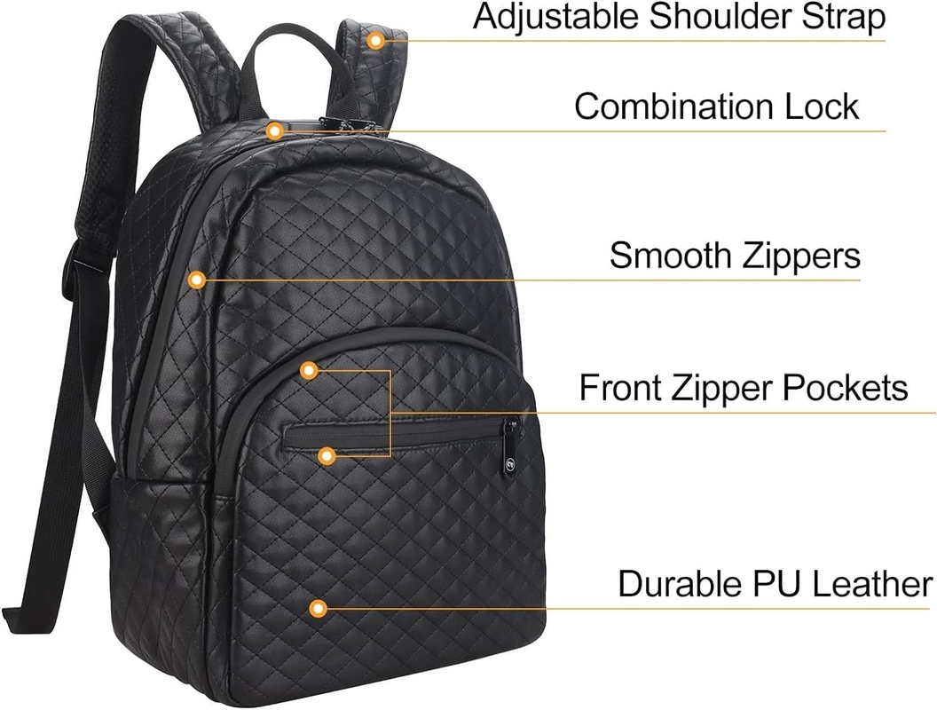 Grande Capacità Nero PU Acqueproof Custom Travel Proof Bag Per Uomini Con Serratura