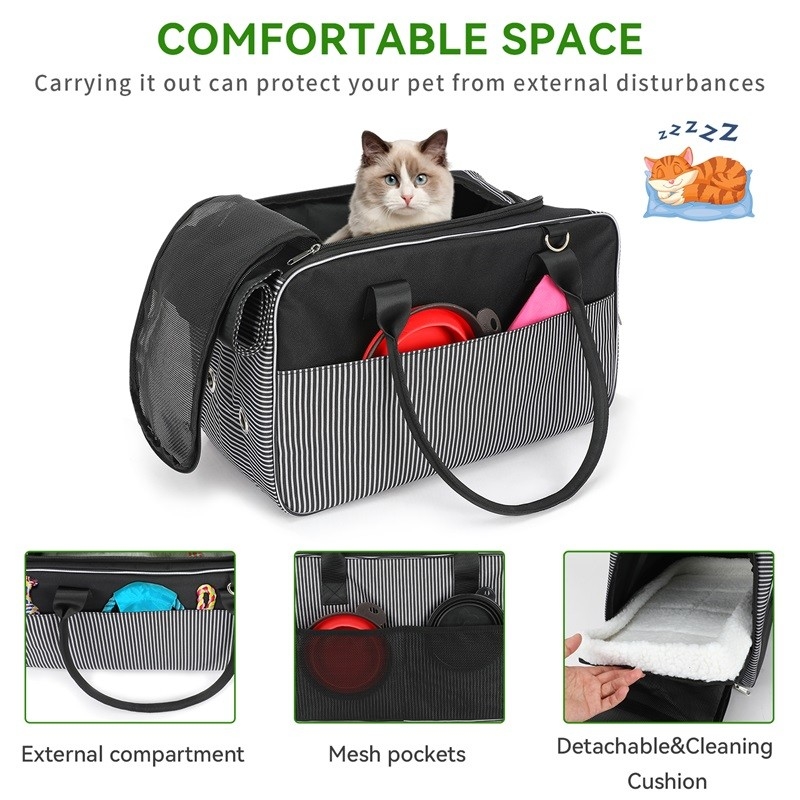 Compagnia aerea approvata Griglia traspirante portatile cucciolo gatto cane spazzatura con sacchetto per animali da viaggio personalizzato