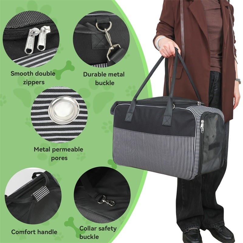 Compagnia aerea approvata Griglia traspirante portatile cucciolo gatto cane spazzatura con sacchetto per animali da viaggio personalizzato