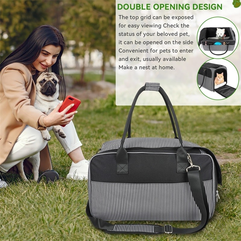 Compagnia aerea approvata Griglia traspirante portatile cucciolo gatto cane spazzatura con sacchetto per animali da viaggio personalizzato