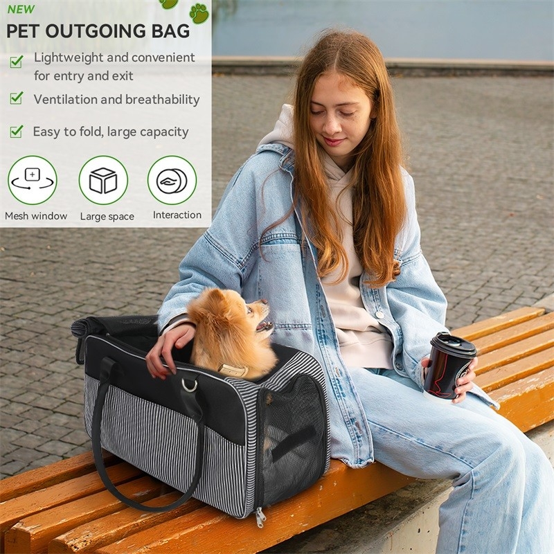 Compagnia aerea approvata Griglia traspirante portatile cucciolo gatto cane spazzatura con sacchetto per animali da viaggio personalizzato